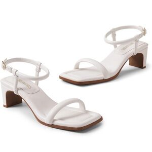 Women’s Heels White Size 10 Open Toe Ankle Strap Brand New Never Worn